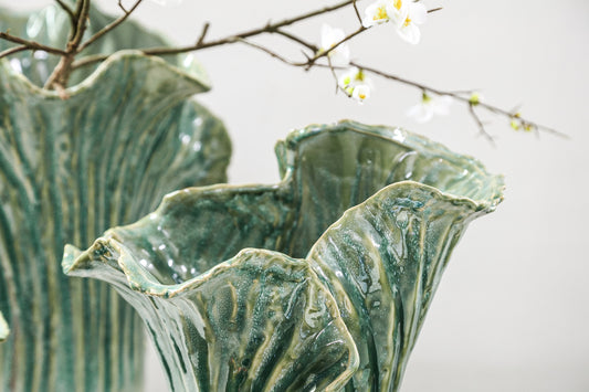 Swing Green Ceramic Pot Cabbage Shape L