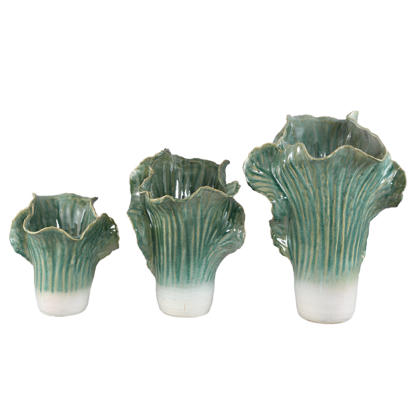 Swing Green Ceramic Pot Cabbage Shape L