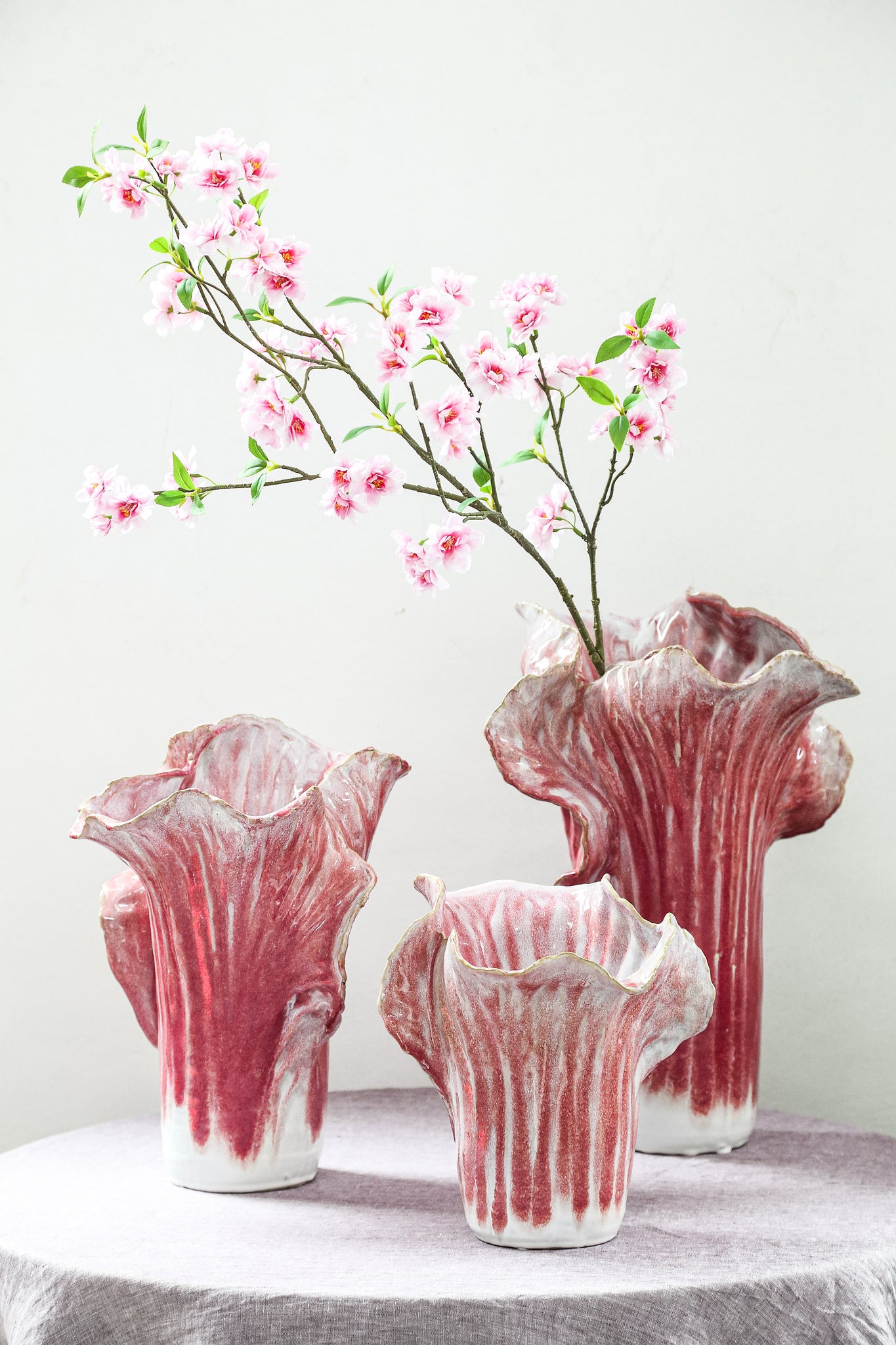 Swing Pink Ceramic Pot Cabbage Shape L