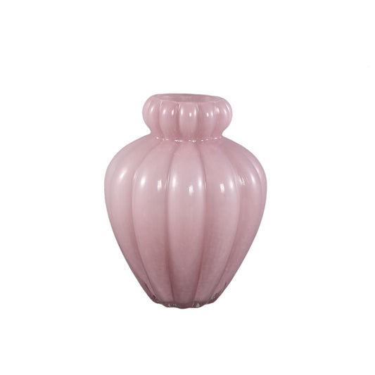 Syamer Pink Milkglass Vase Ribbed Small Border S