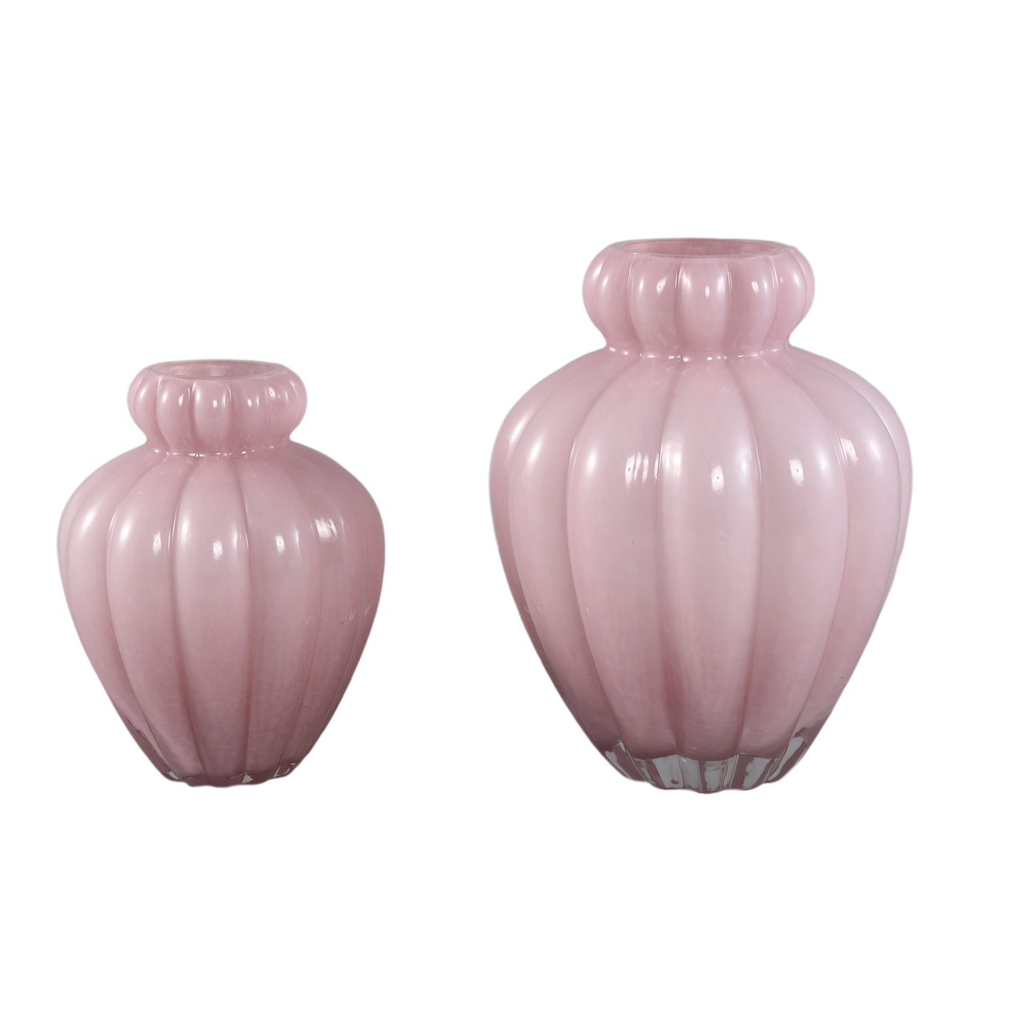 Syamer Pink Milkglass Vase Ribbed Small Border L