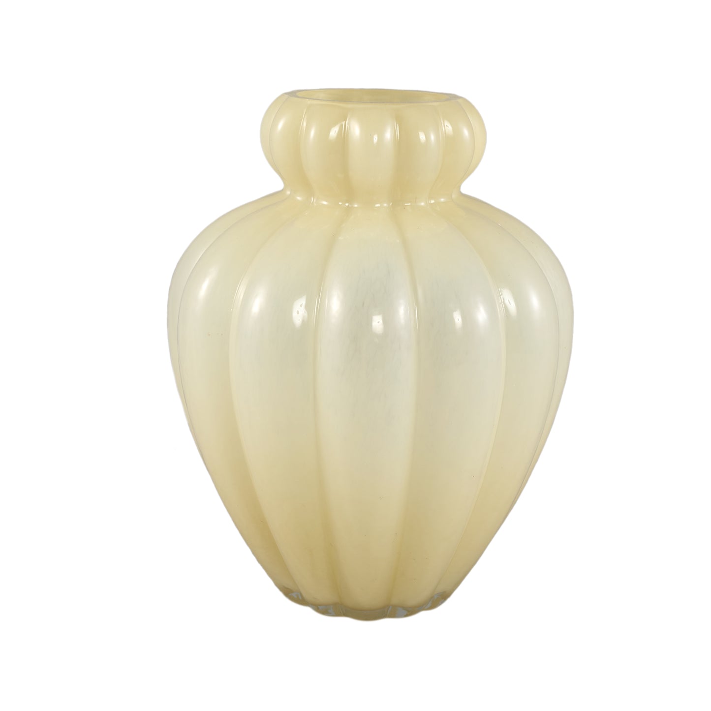 Syamer Crème Melkglas Vaas Geribbed Small Border L Set van 4 - 4 Sets 27x21x21 cm
