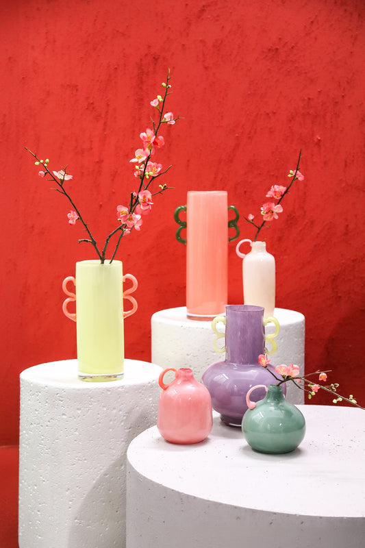 Mobeen Orange Glass Vase With Green Ears Round