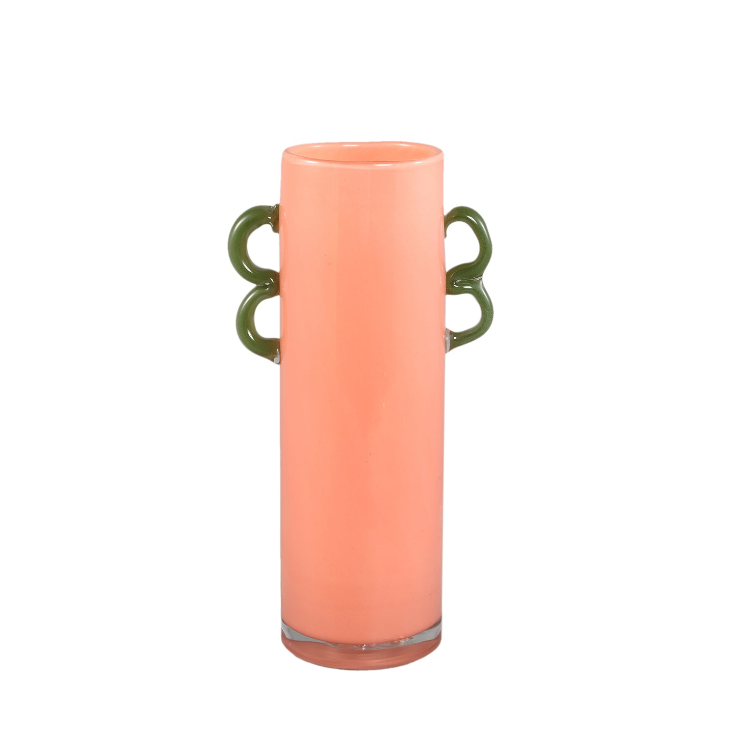Mobeen Oranje Glazen Vaas Met Groene Oren Rond 31x16x10 cm