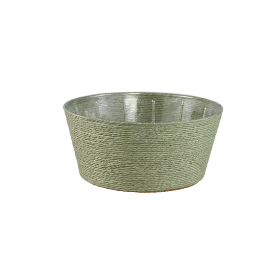 Dimitris Groene Papieren Mand Pot Rond Laag M - Set van 12 10x21x21 cm