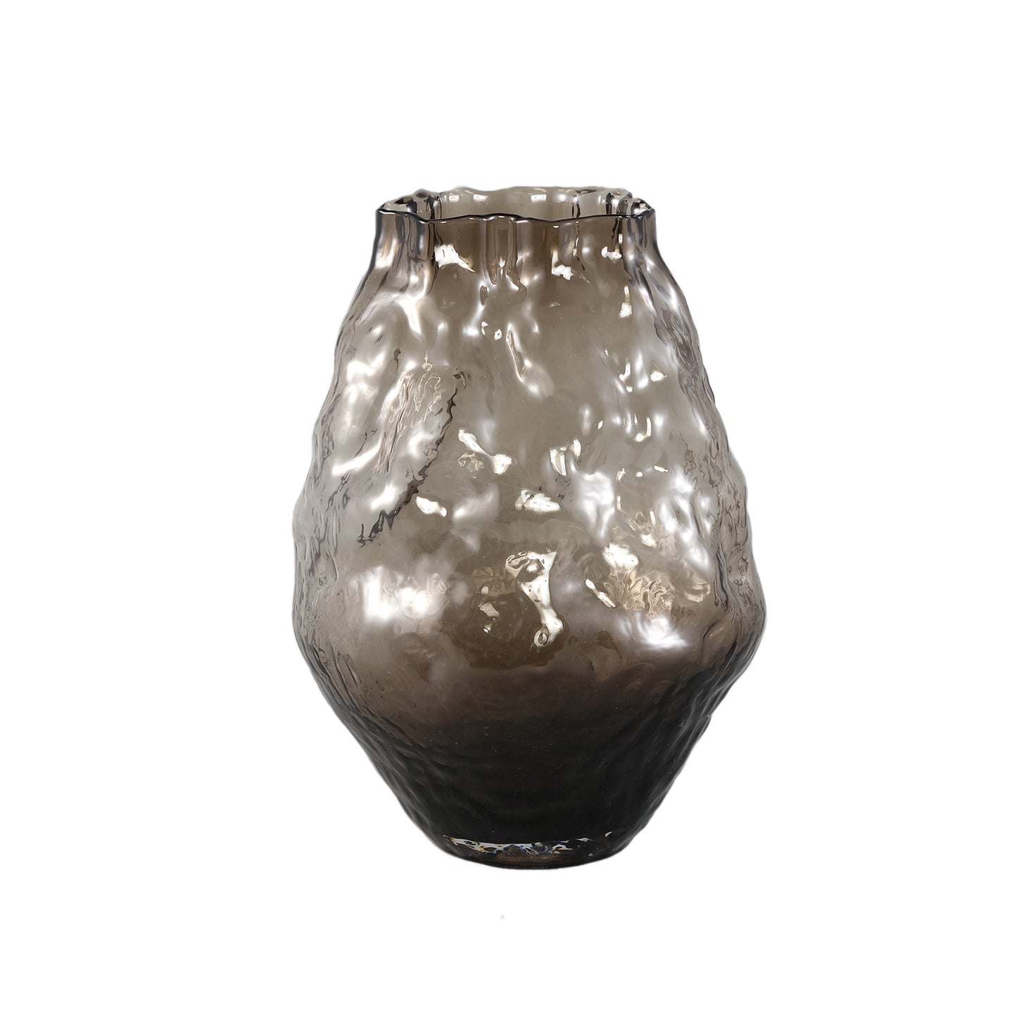Narin Bruine Glazen Vaas Onregelmatige Vorm L 31.5x24x24 cm