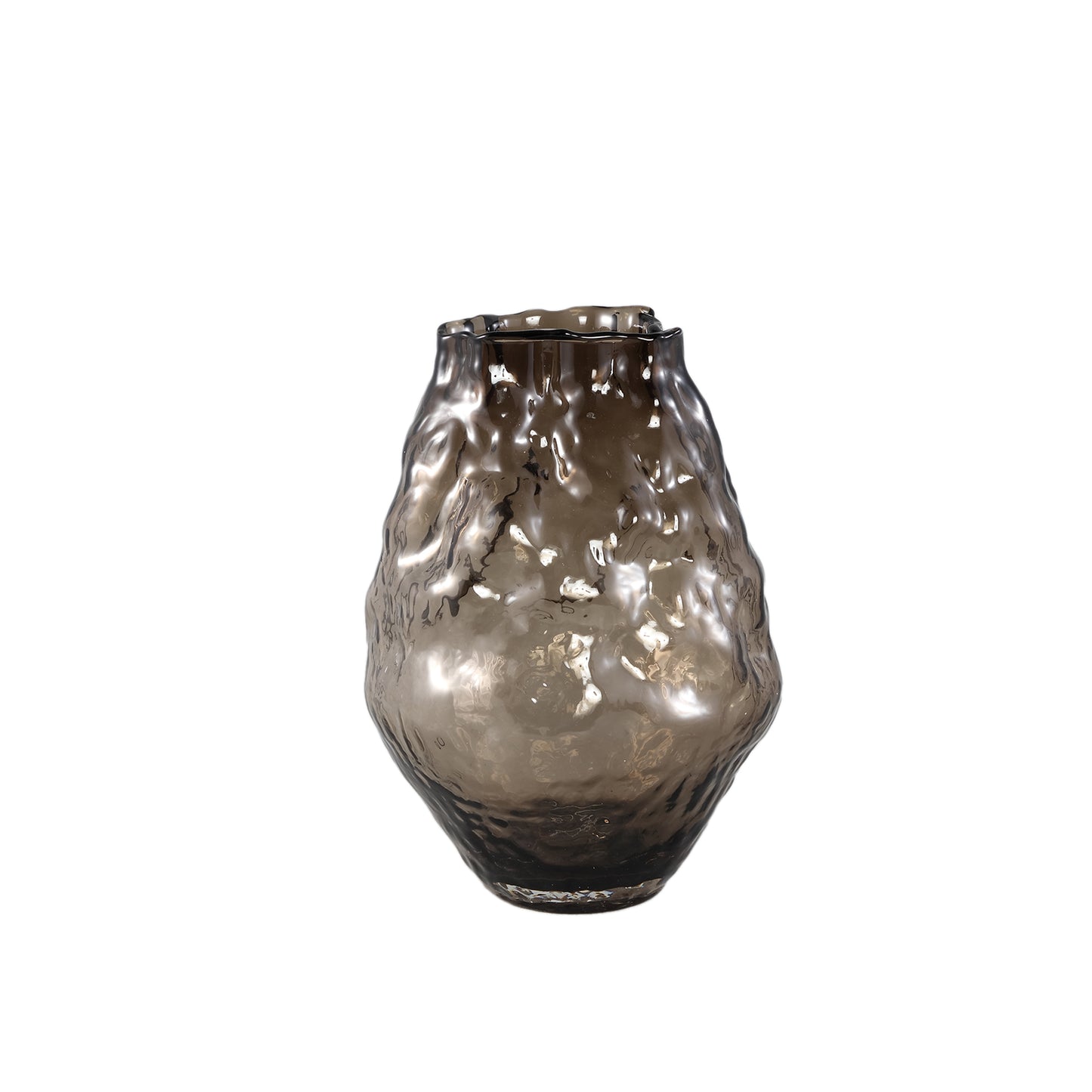 Narin Bruine Glazen Vaas Onregelmatig Gevormde Set van 4 - 4 Sets 26x20x20 cm