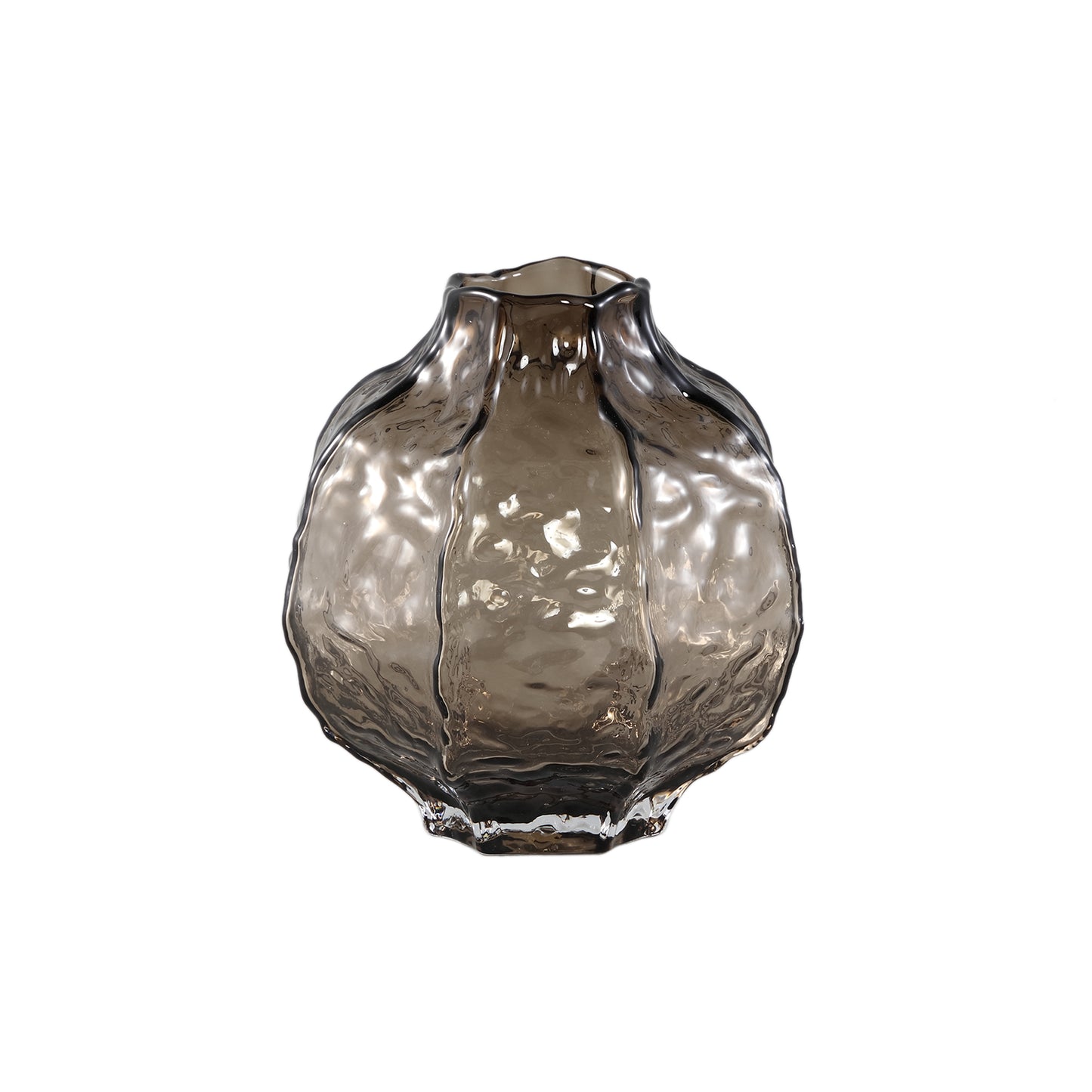 Narin Bruine Ronde Glazen Vaas Set van 4 - 4 Sets 19x18x18 cm