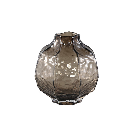 Narin Bruine Ronde Glazen Vaas Set van 4 - 4 Sets 19x18x18 cm