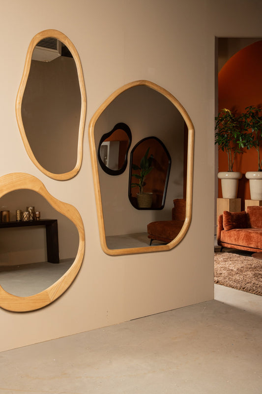 Barragh Natural Solid Wood Organic Mirror Oval