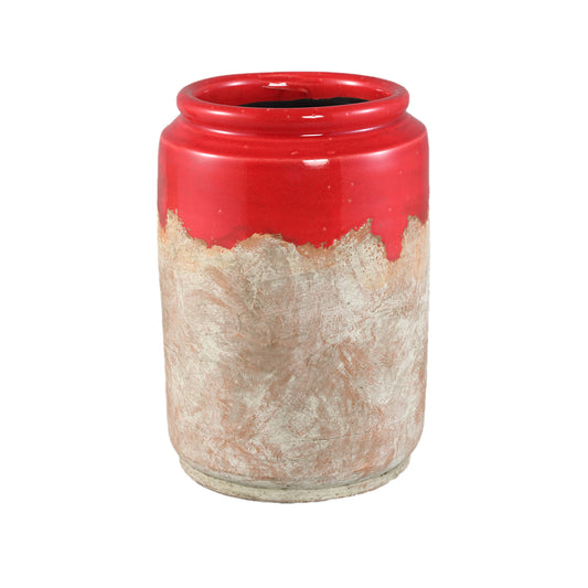 Breffni Rode Ronde Keramische Pot Met Glazen Deksel Set van 4 Stuks - 4 Sets 29x21x21 cm