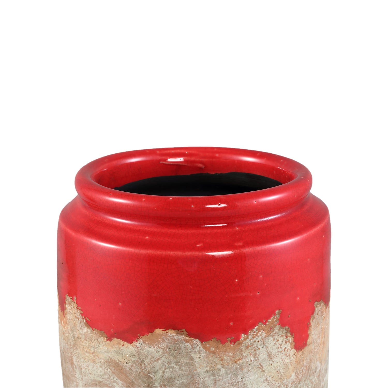 Breffni Rode Ronde Keramische Pot met Glazuur Set van 8 Stuks - 8 Sets 20.5x17x17 cm