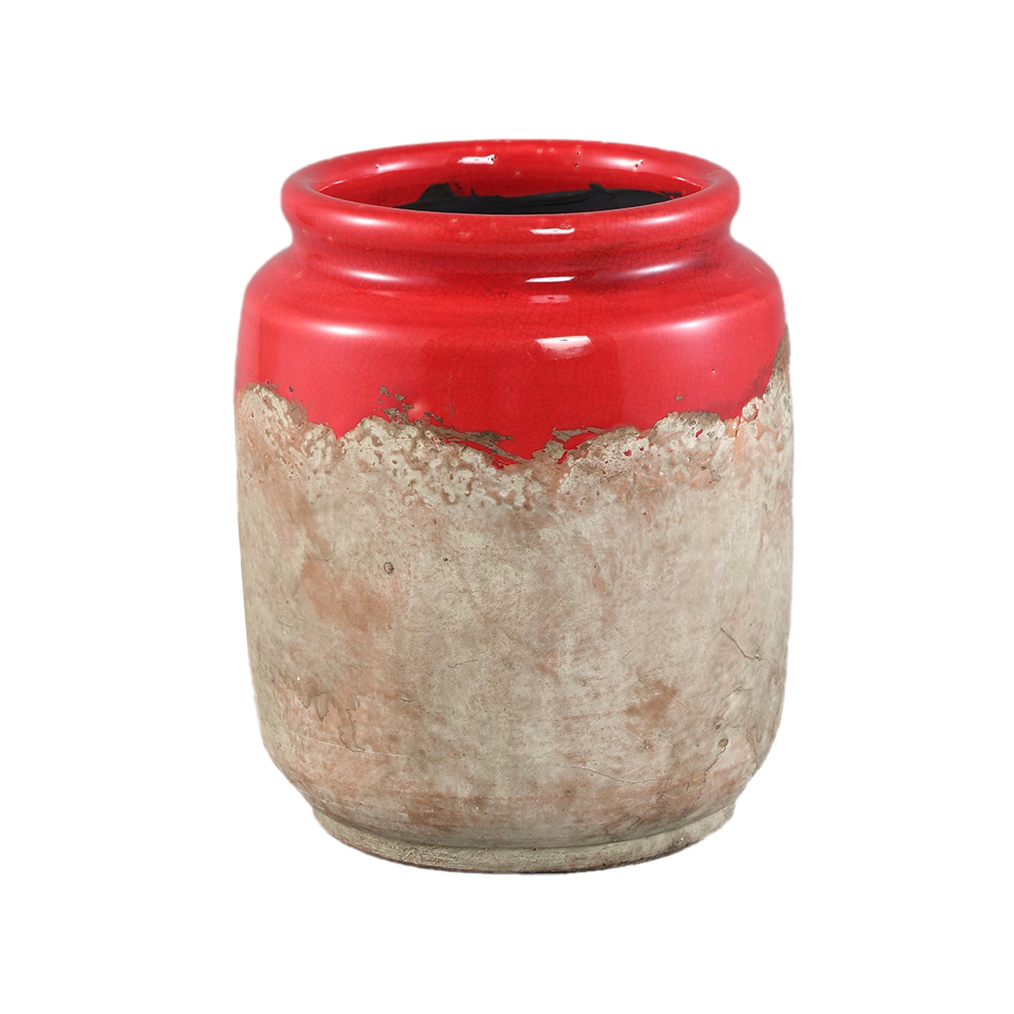 Breffni Rode Ronde Keramische Pot met Glazuur Set van 8 Stuks - 8 Sets 20.5x17x17 cm
