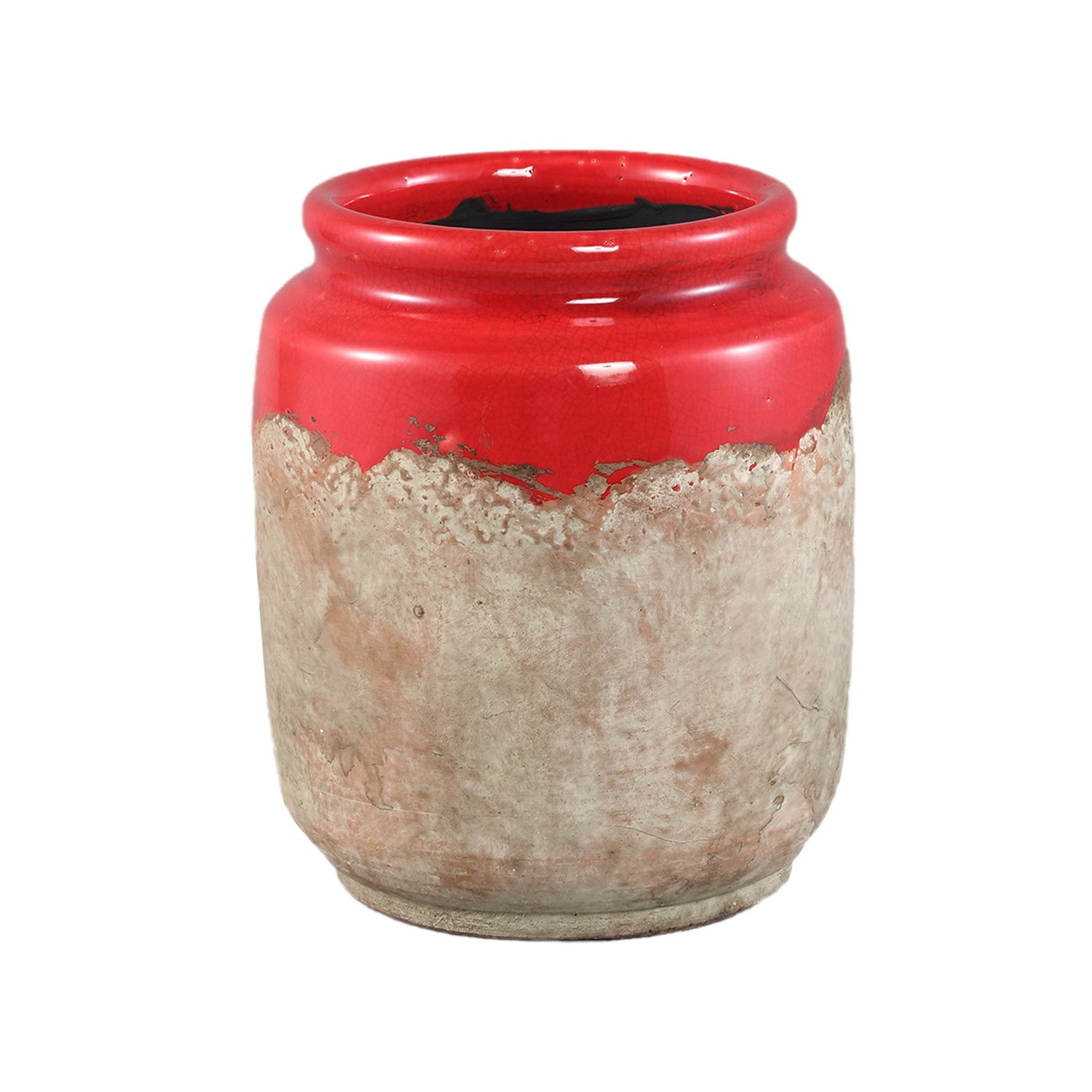 Breffni Rode Ronde Keramische Pot met Glazuur Set van 8 Stuks - 8 Sets 20.5x17x17 cm