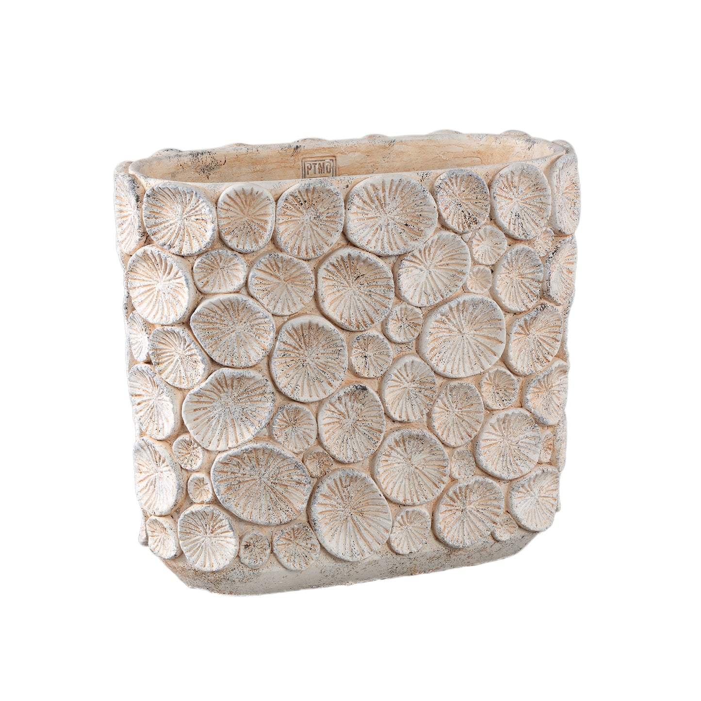 Ayisy Crème Ovale Cementpot Met Koraal L 36x40x20 cm