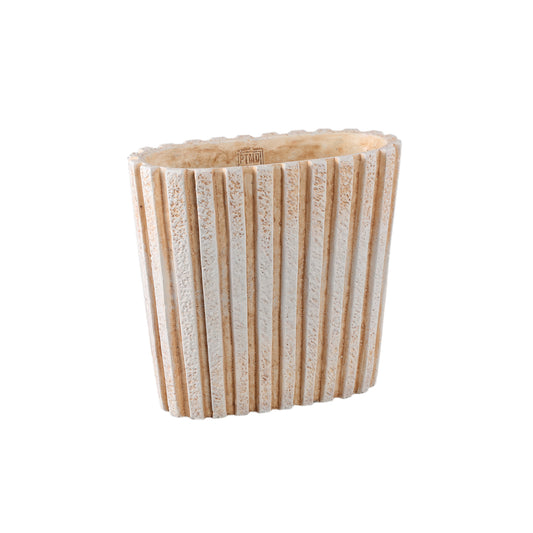 Marijus Cream Oval Cement Pot Ribbed M