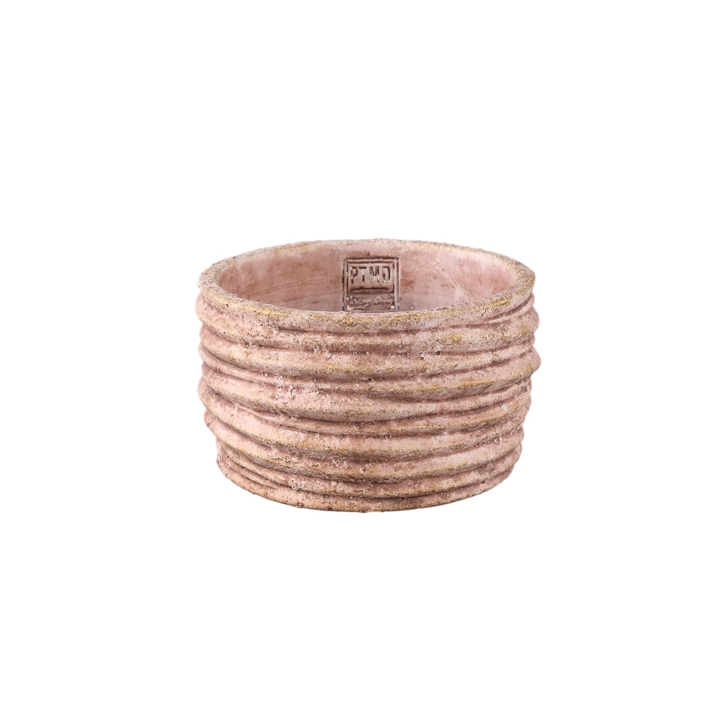 Einnas Bruine Ronde Cement Pot Geribfeld Set van 12 Stuks - 12 Sets 10x18x18 cm
