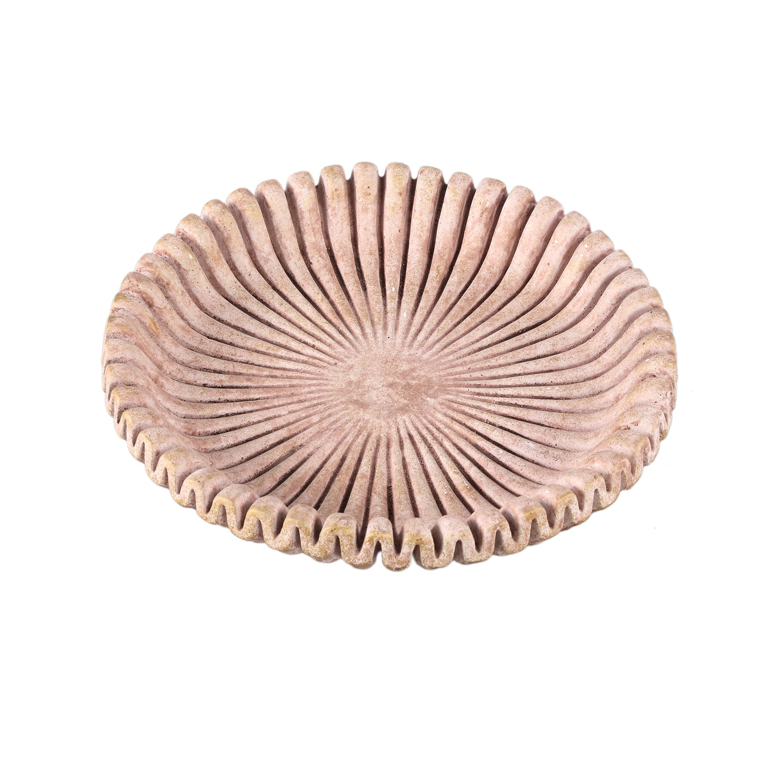 Raffay Bruin Cement Rond Dienblad Geribbeld Set van 4 Stuks - 4 Sets 6x35x35 cm