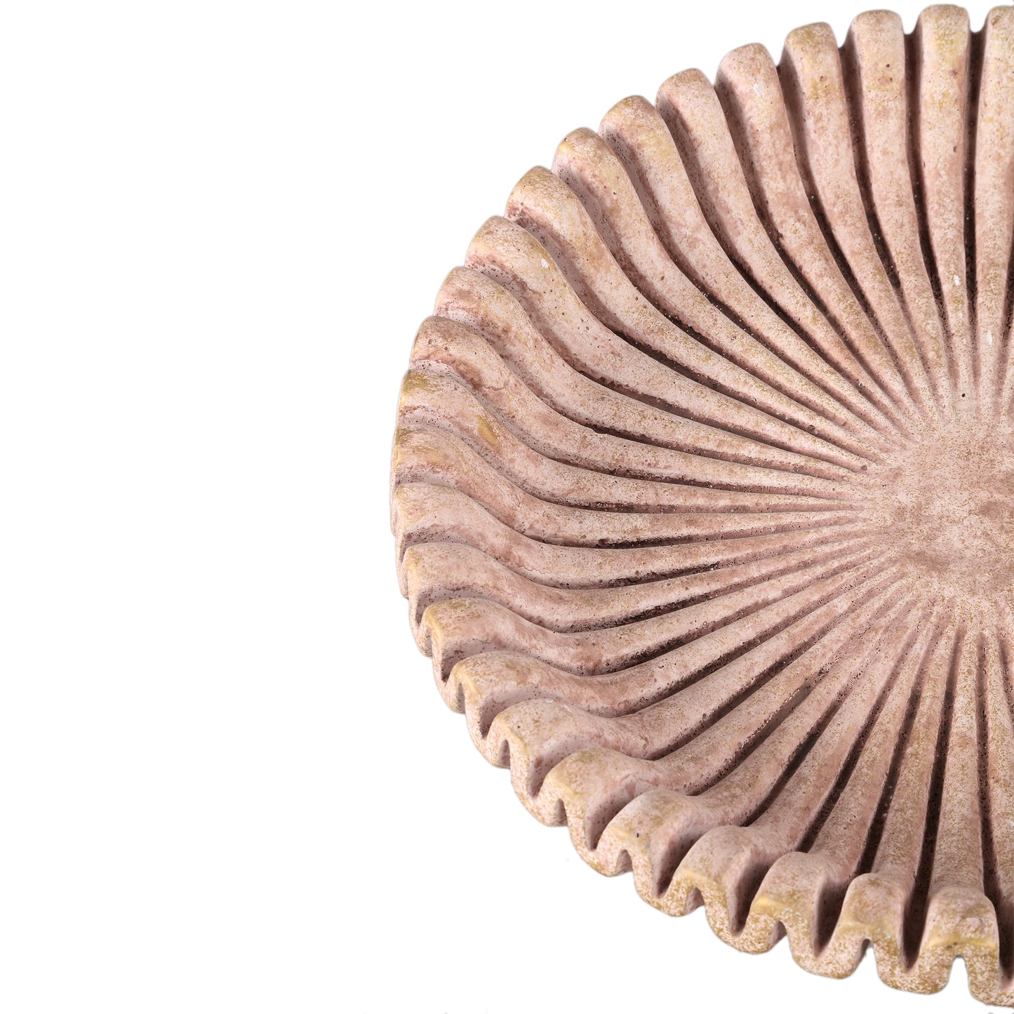 Raffay Bruin Cement Rond Dienblad Geribbeld Set van 4 Stuks - 4 Sets 6x35x35 cm