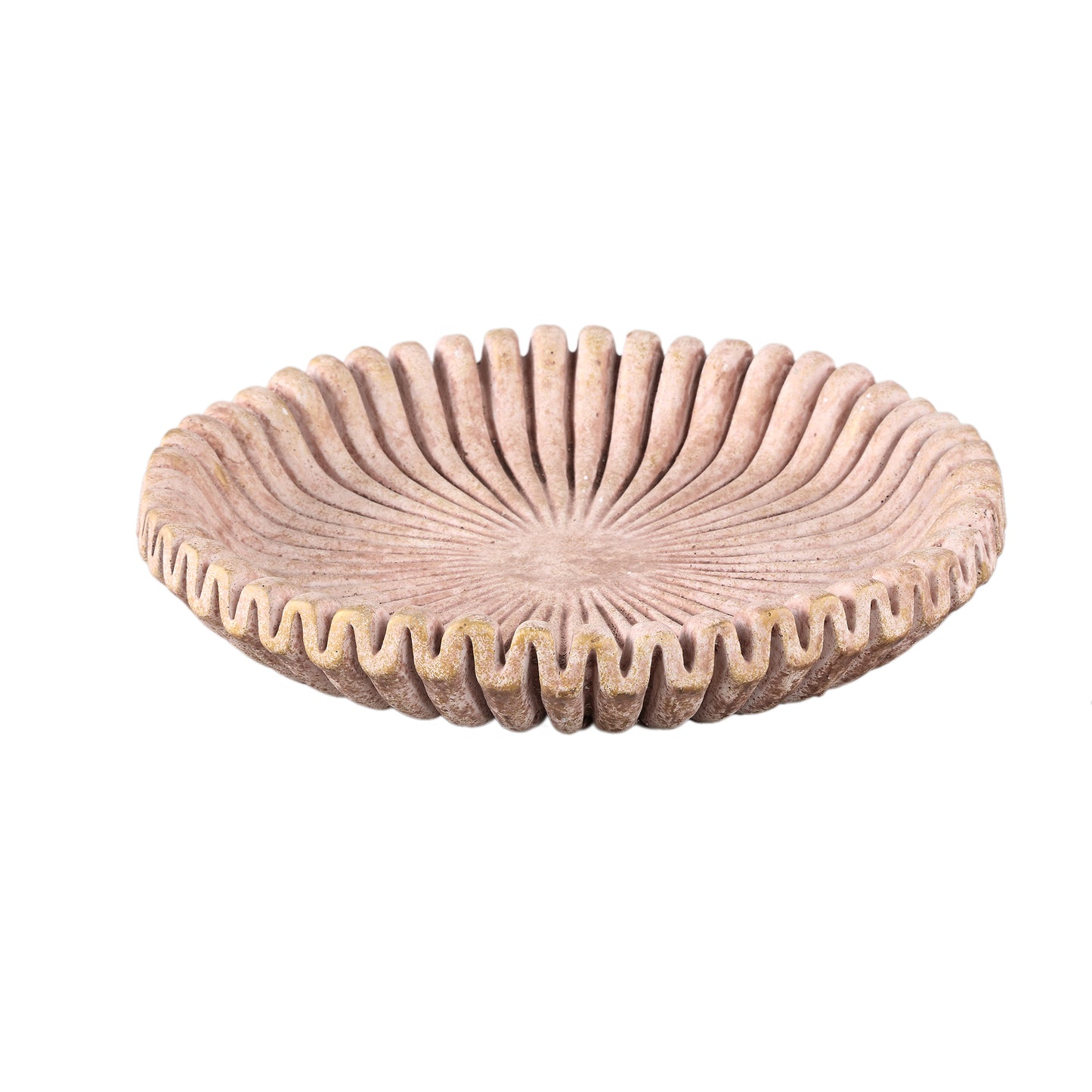 Raffay Bruin Cement Rond Dienblad Geribbeld Set van 4 Stuks - 4 Sets 6x35x35 cm