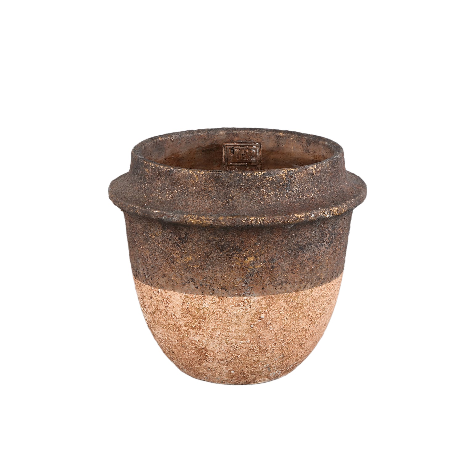 Christenee Grey Half Brown Cement Ronde Pot M Set van 6 Stuks - 6 Sets 18x20x20 cm