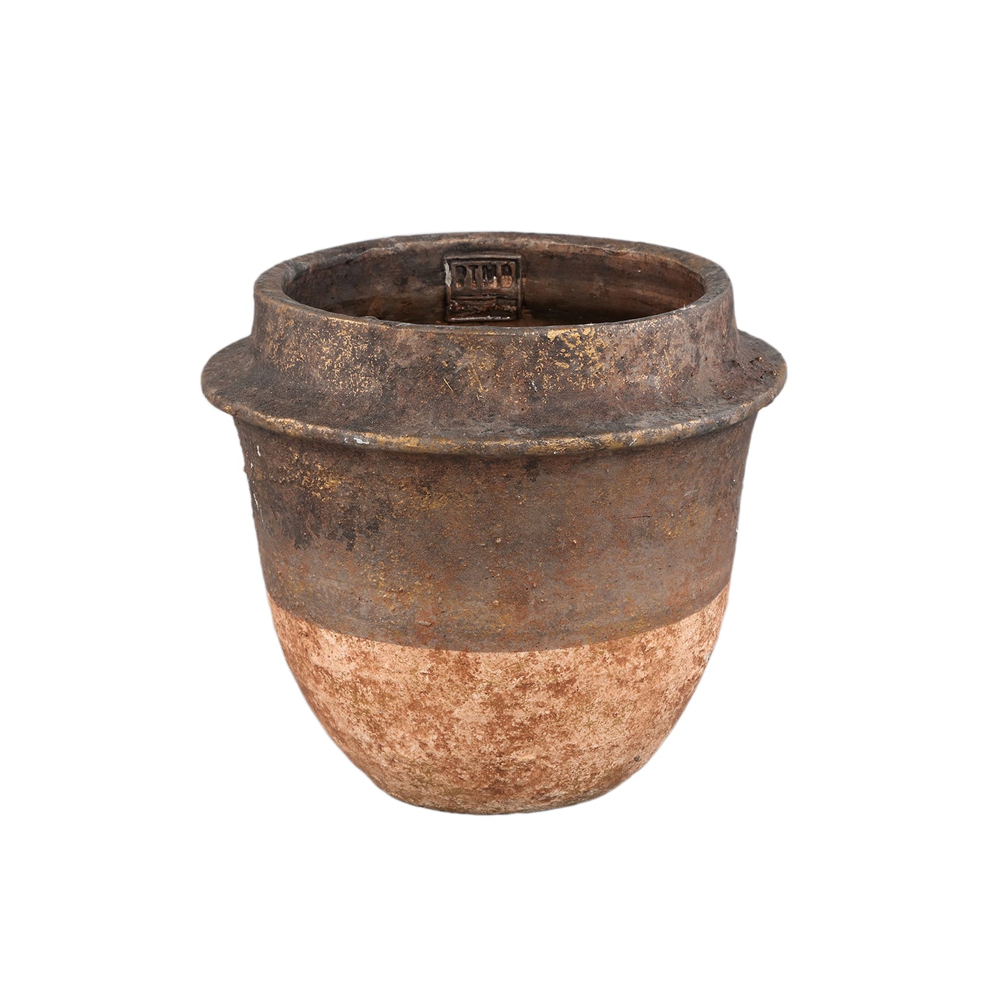 Christenee Grey Half Brown Cement Ronde Pot Set van 4 Stuks L - 4 Sets 20x23x23 cm