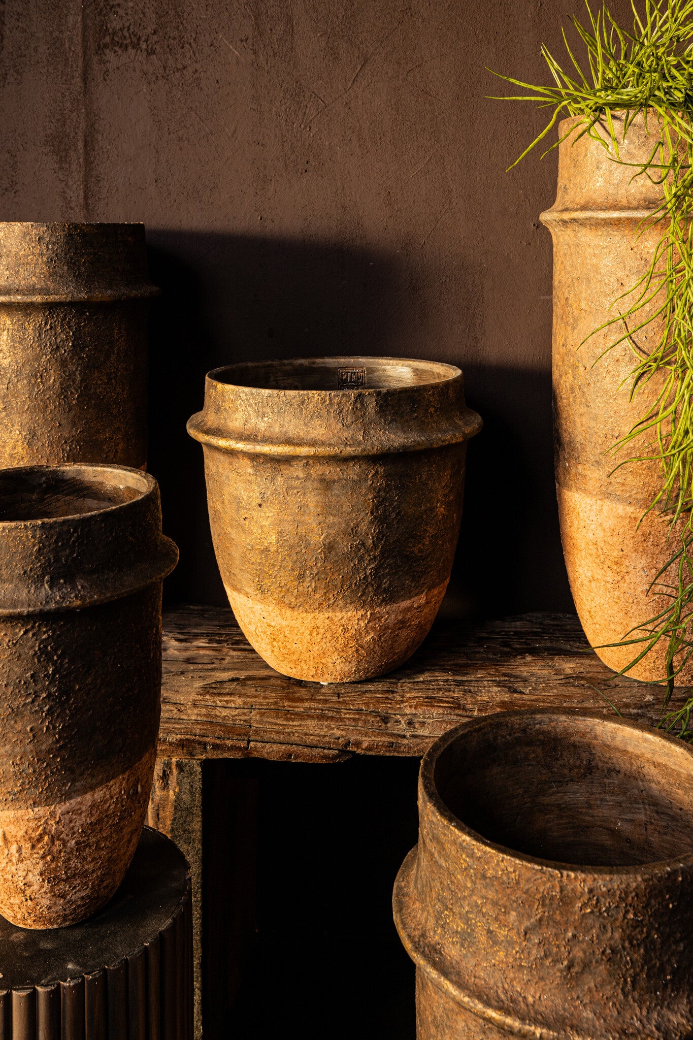 Christenee Grey Half Brown Cement Round Pot High S