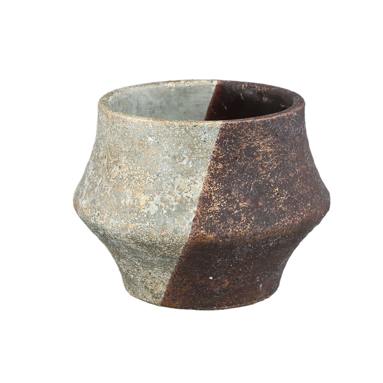 Husna Grijs Half Bruin Cement Ronde Ufo Pot M - Set van 12 13x17x17 cm