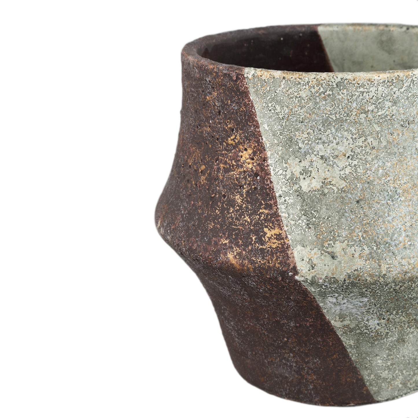 Husna Grijs Half Bruin Cement Ronde Ufo Pot L – Set van 6 Stuks - 6 Sets 17x19x19 cm
