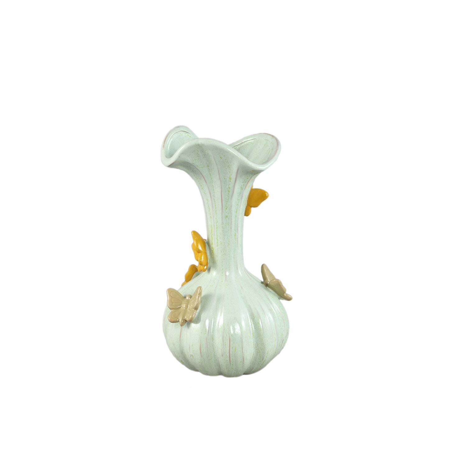 Tamarae Groene Keramische Vaas Met Vlinder M Set van 4 Stuks - 4 Sets 34x16x16 cm