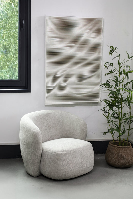 Aleishia Wit Rechthoekig MDF Wandpaneel Met Golvend Patroon 120x80x9 cm