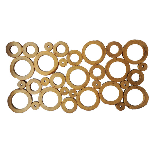 Erive Natuurlijk Teakhout Rechthoekig Wandpaneel Cirkel Set van 2 - 2 Sets 90x160x5 cm