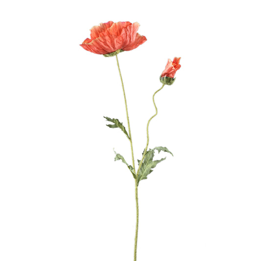 Poppy Flower Oranje Spray Met Bladeren - Set van 12 84x48x38 cm