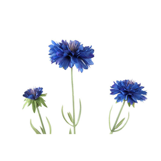 Garden Flower Blauwe Korenbloem Spray Met Bladeren - Set van 12 58x30x19 cm