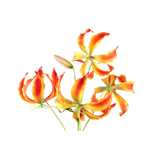 Garden Flower Oranje Gloriosa Spray Met Bladeren - Set van 12 94x40x36 cm