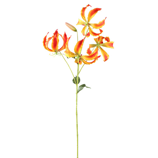 Garden Flower Oranje Gloriosa Spray Met Bladeren - Set van 12 94x40x36 cm
