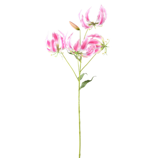 Garden Flower Roze Gloriosa Spray Met Bladeren - Set van 12 94x40x36 cm