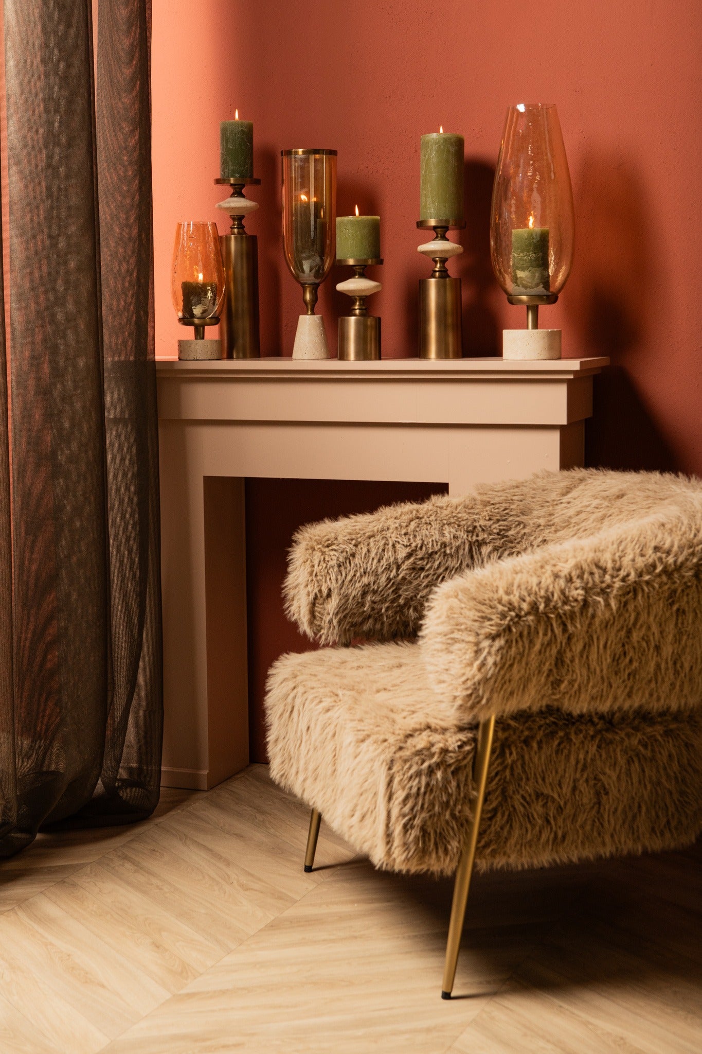 Berdand Beige Floor Stormlight Luster Glass Cone L