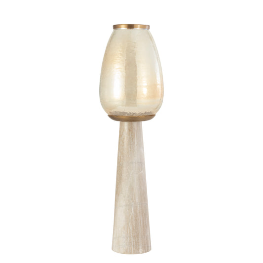 Berdand Beige Vloer Windlicht Glazen Kegel L 79x22x22 cm