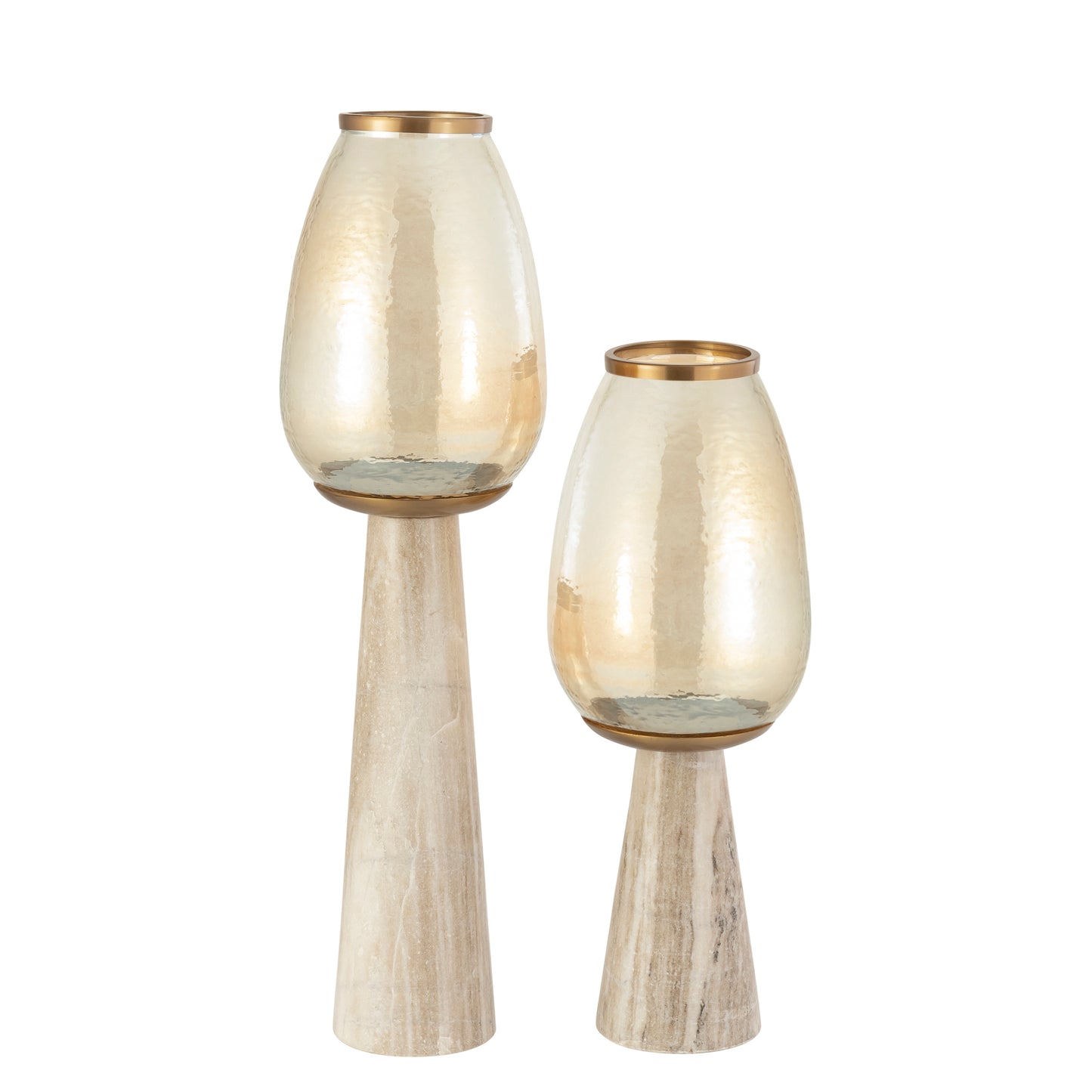 Berdand Beige Windlicht Glas Kegel S 59x22x22 cm