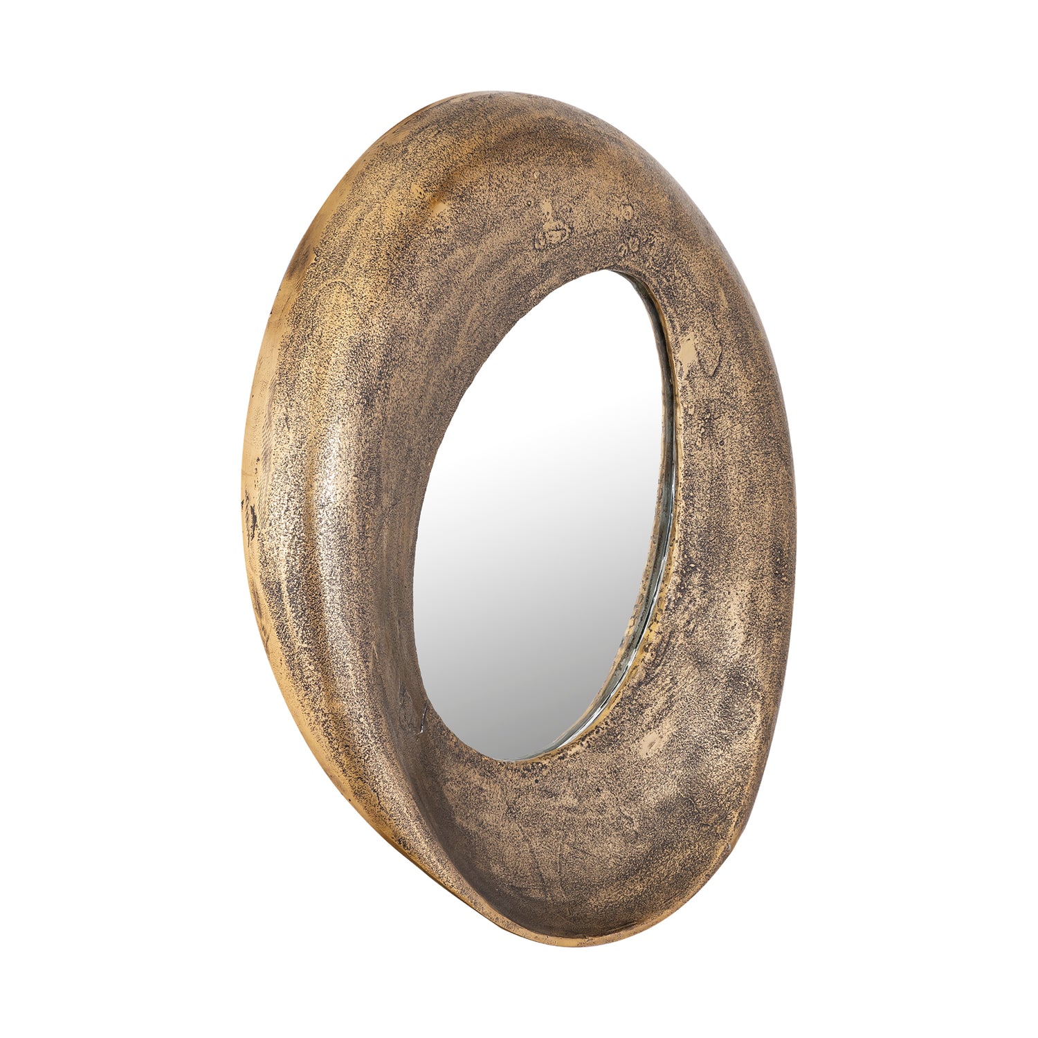 Daweson Ronde Spiegel met Messing en Gegoten Aluminium 60x60x7 cm