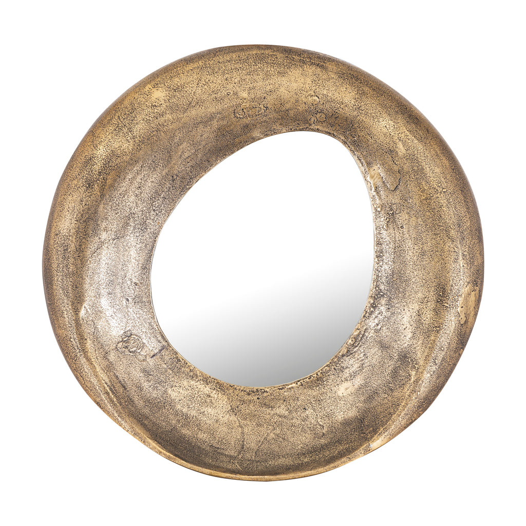 Daweson Ronde Spiegel met Messing en Gegoten Aluminium 60x60x7 cm