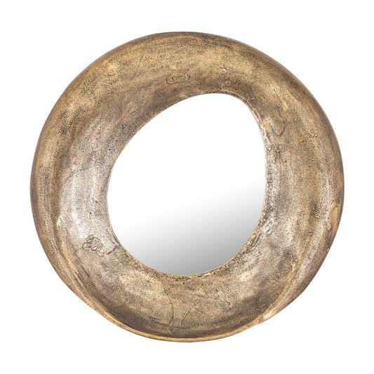 Daweson Ronde Spiegel met Messing en Gegoten Aluminium 60x60x7 cm