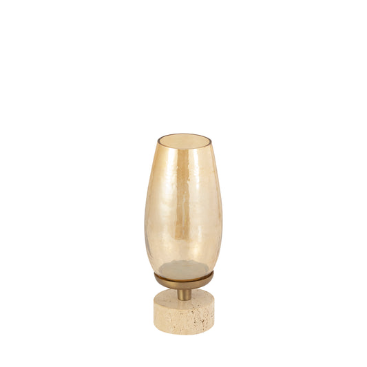 Sajeth Messing Windlicht Met Glas Op Voet S 33x12.5x13 cm