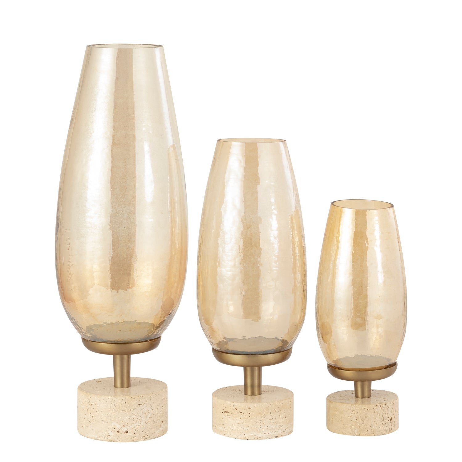 Sajeth Messing Windlicht Met Glas Op Voet S 33x12.5x13 cm