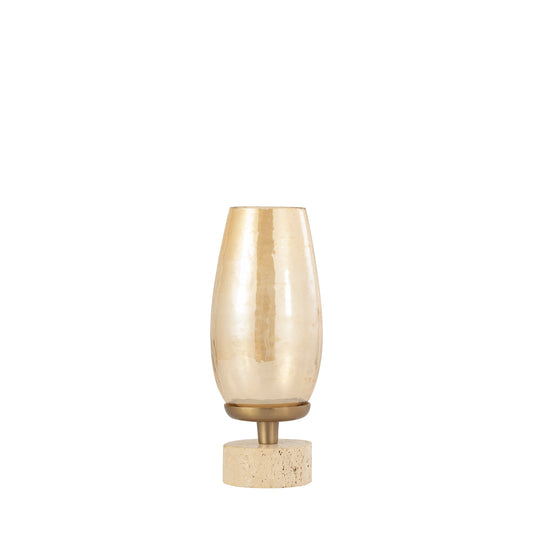 Sajeth Messing Windlicht Met Glas Op Voet S 33x12.5x13 cm