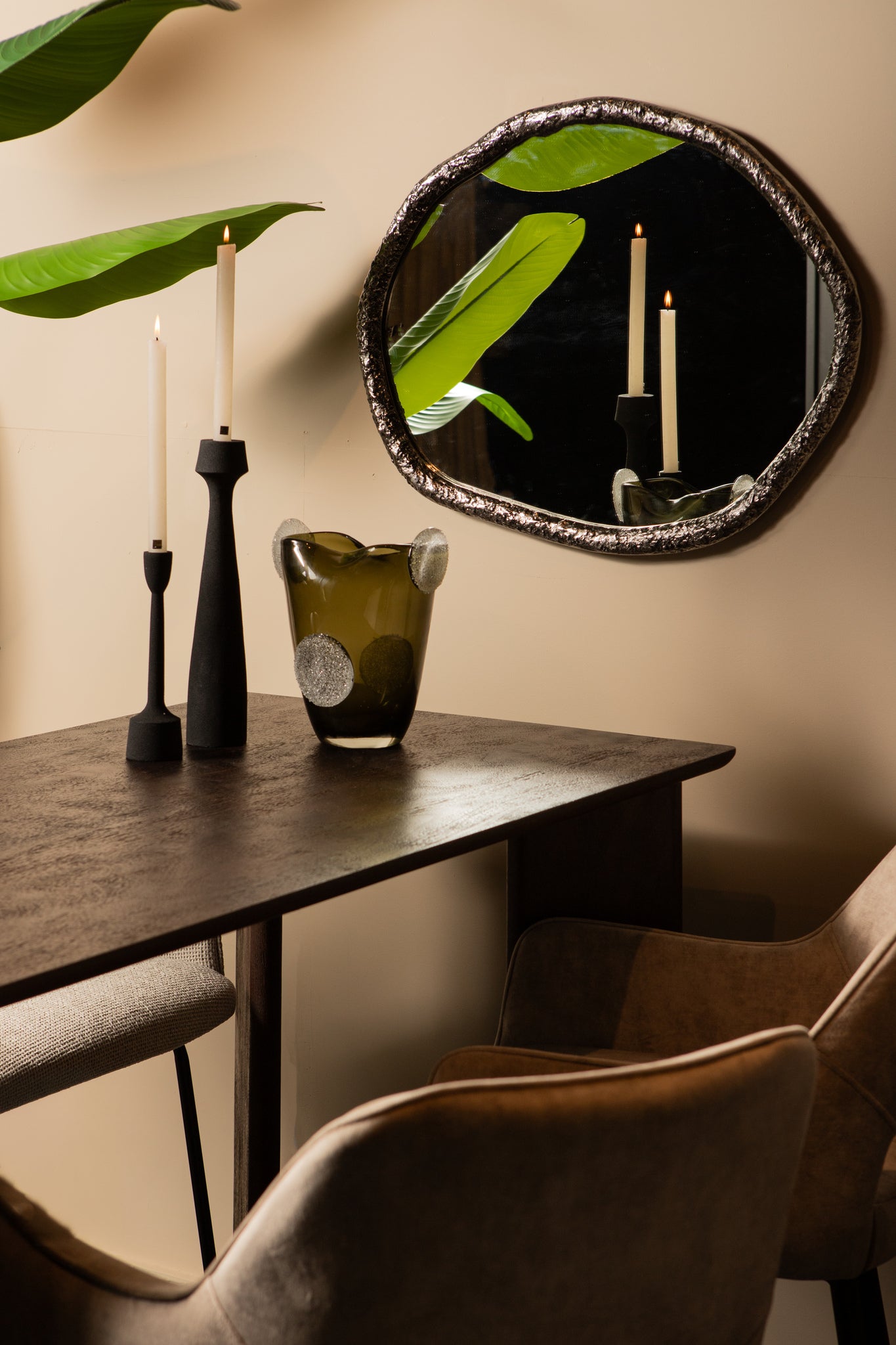 Paislie Nikkel Organische Spiegel Rond 72x56x3 cm
