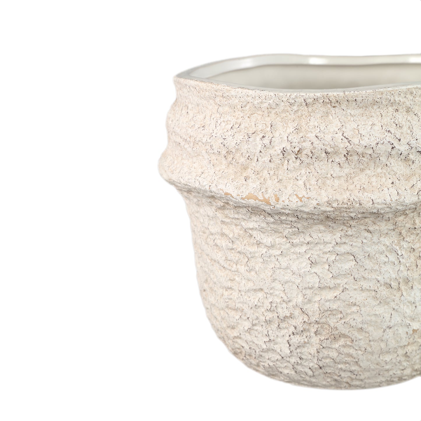Mauvi Cream Keramische Pot Golvende Rand Set Van 6 Stuks - 6 Sets 17x19.5x19.5 cm