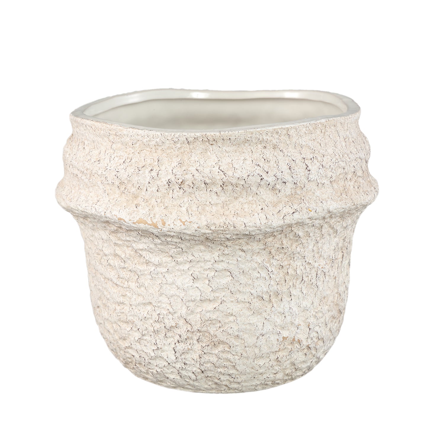 Mauvi Cream Keramische Pot Golvende Rand Set Van 6 Stuks - 6 Sets 17x19.5x19.5 cm
