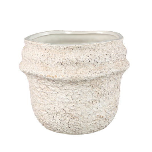 Mauvi Cream Keramische Pot Golvende Rand Set Van 6 Stuks - 6 Sets 17x19.5x19.5 cm